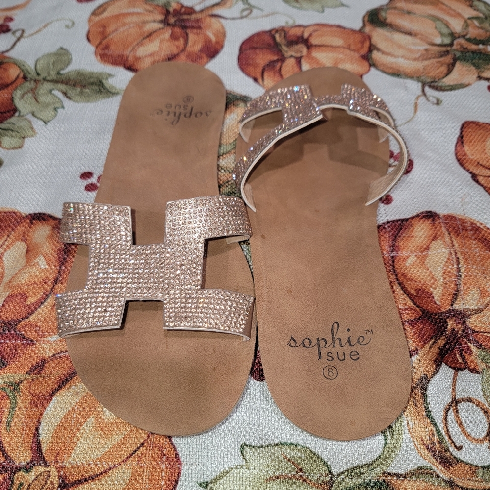 champagne rhinestone sandals